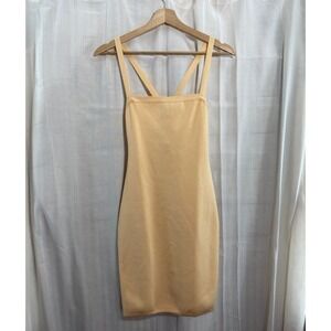 NWT GUESS Peach Ribbed Knit Bodycon‎ Mini Dress Cutout Strappy Back M Date Night